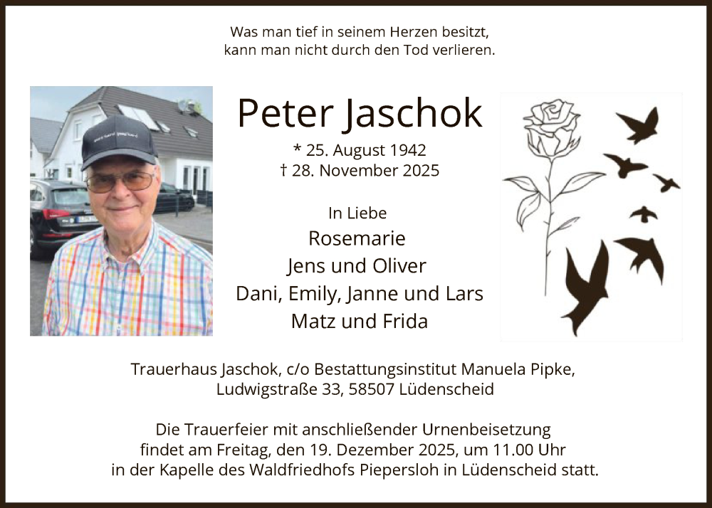  Traueranzeige für Peter Jaschok vom 13.12.2025 aus HALN
