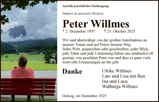 Traueranzeige von Peter Willmes von HASK