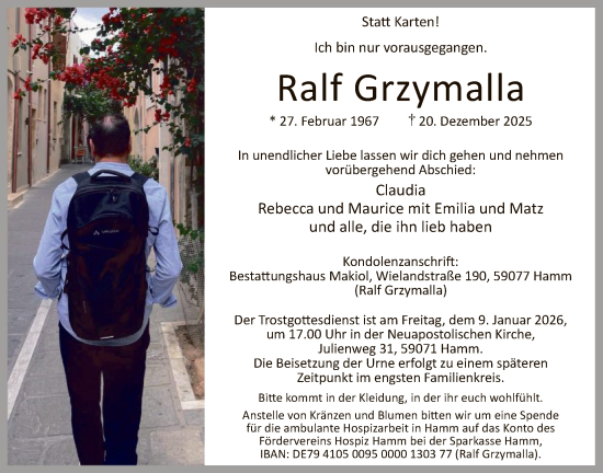 Traueranzeige von Ralf Grzymalla von HAWA