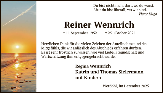 Traueranzeige von Reiner Wennrich von HALN