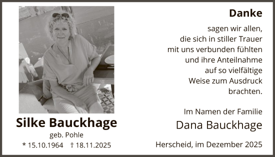 Traueranzeige von Silke Bauckhage von HALN