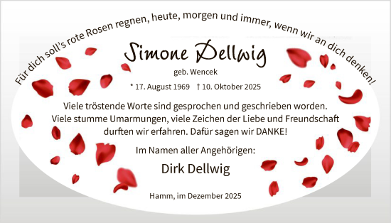 Traueranzeige von Simone Dellwig von HAWA