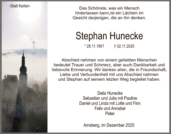 Traueranzeige von Stephan Hunecke von HASK