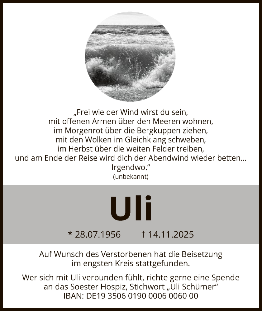  Traueranzeige für Uli Schümer vom 02.12.2025 aus HASO
