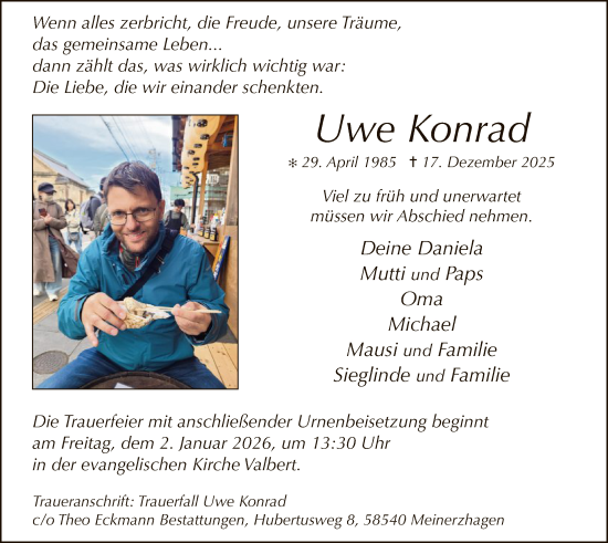 Traueranzeige von Uwe Konrad von HALN