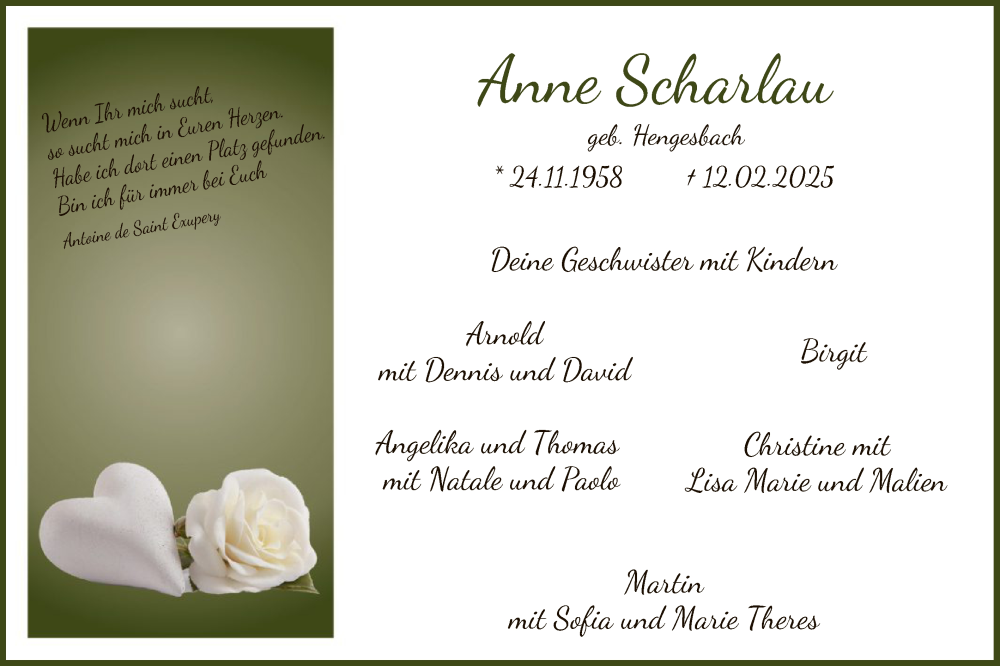  Traueranzeige für Anne Scharlau vom 22.02.2025 aus WA