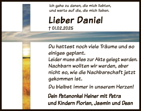 Traueranzeige von Daniel Beyer von WA