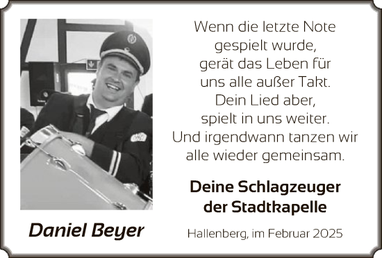 Traueranzeige von Daniel Beyer von WA