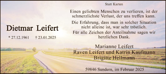 Traueranzeige von Dietmar Leifert von WA