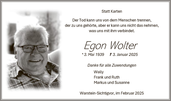 Traueranzeige von Egon Wolter von WA