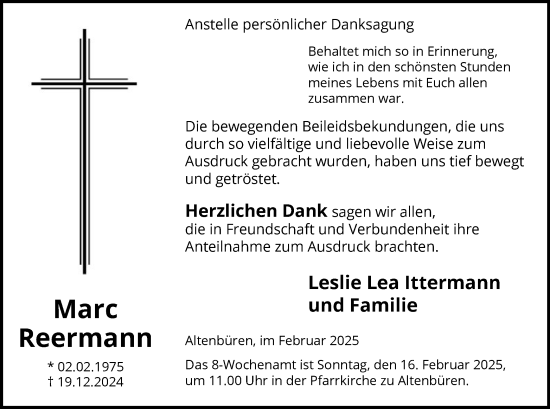 Traueranzeige von Marc Reermann von WA