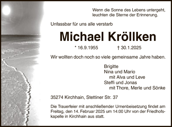 Traueranzeige von Michael Kröllken von WA