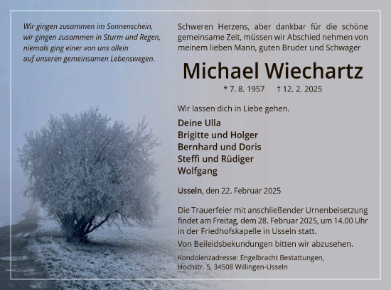 Traueranzeige von Michael Wiechartz von WA