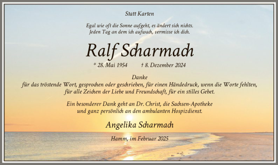 Traueranzeige von Ralf Scharmach von WA