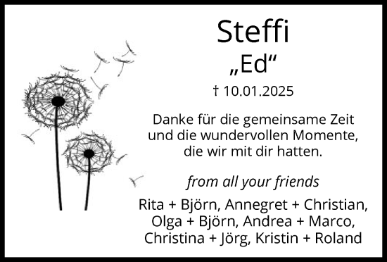 Traueranzeige von Steffi  von WA
