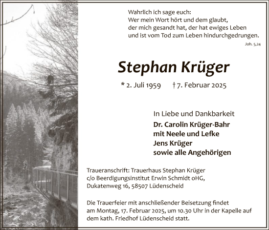 Traueranzeige von Stephan Krüger von WA
