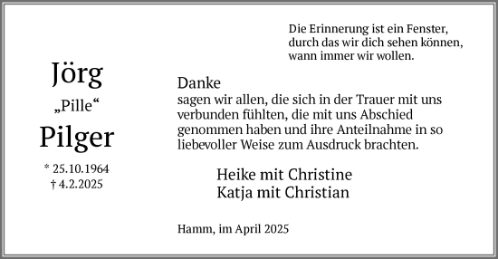 Traueranzeige von Jörg Pilger von WA