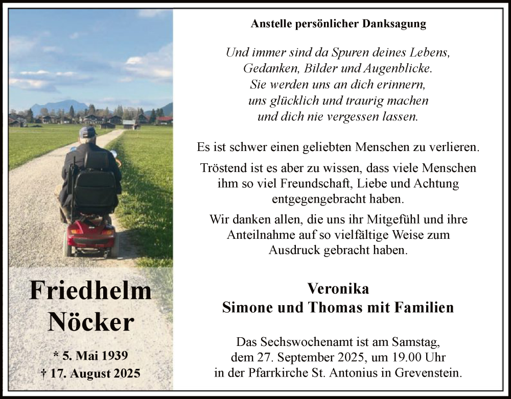  Traueranzeige für Friedhelm Nöcker vom 20.09.2025 aus HASK