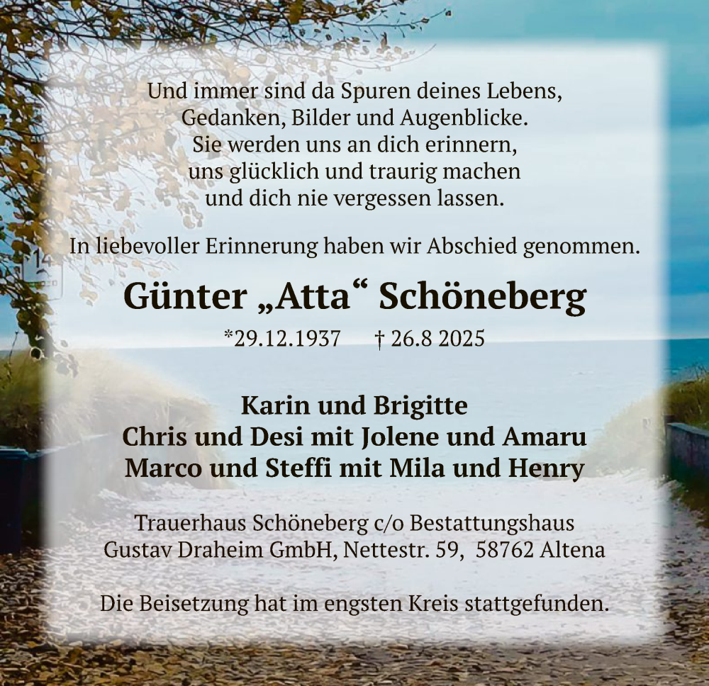 Traueranzeige für Günter Schöneberg vom 13.09.2025 aus HALN