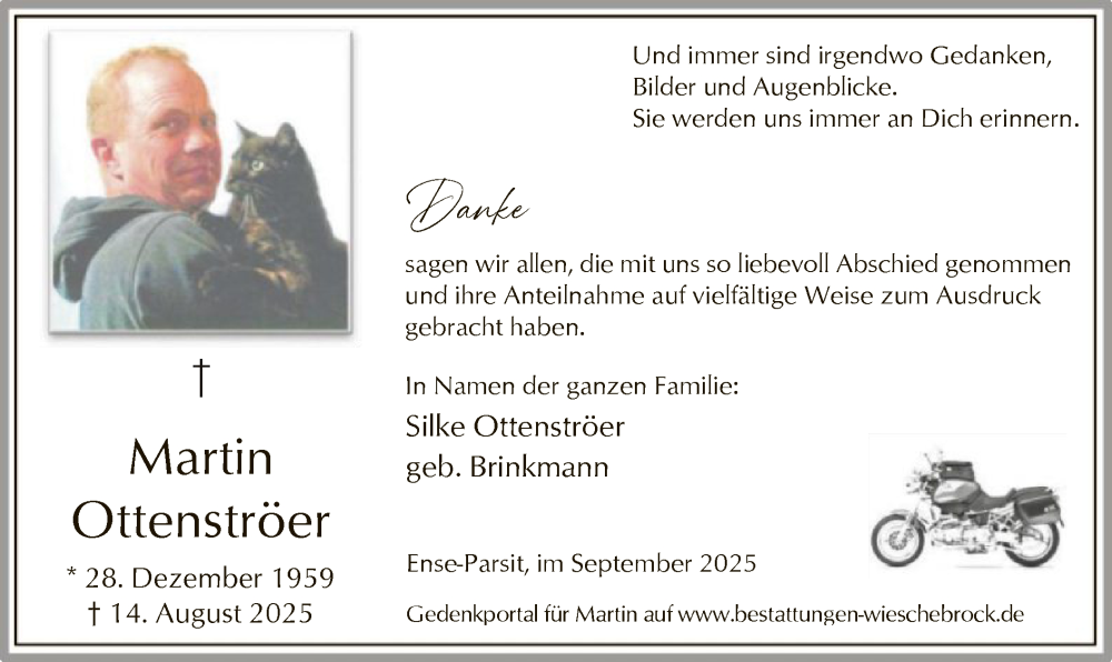  Traueranzeige für Martin Ottenströer vom 27.09.2025 aus HASO