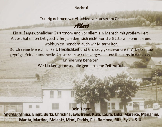 Traueranzeige von Albert Alberts von HASK
