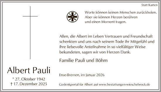 Traueranzeige von Albert Pauli von HASO