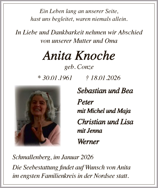 Traueranzeige von Anita Knoche von HASK