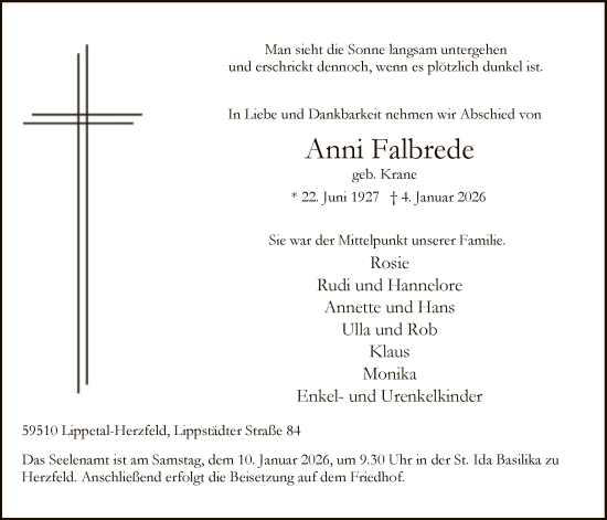 Traueranzeige von Anni Falbrede von HASO