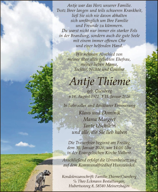 Traueranzeige von Antje Thieme von HALNHASK