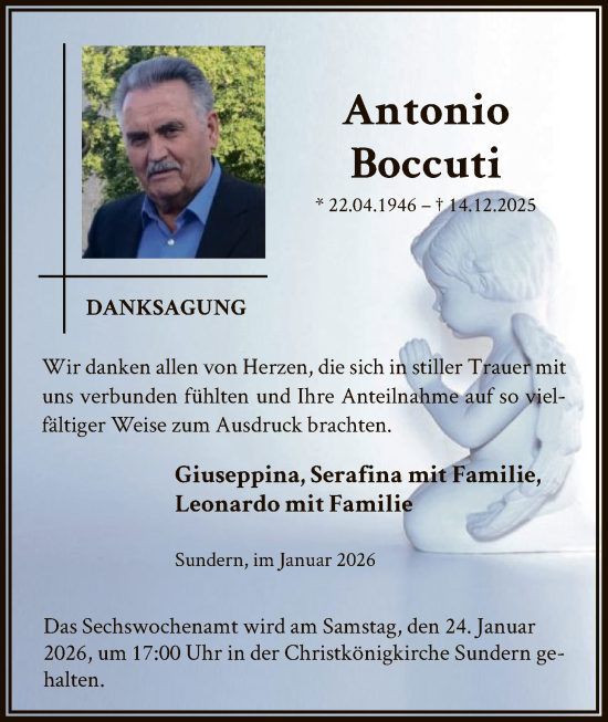 Traueranzeige von Antonio Boccuti von HASK