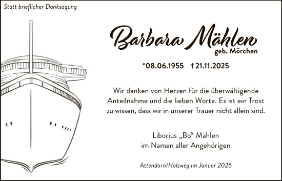 Traueranzeige von Barbara Mählen von HASK