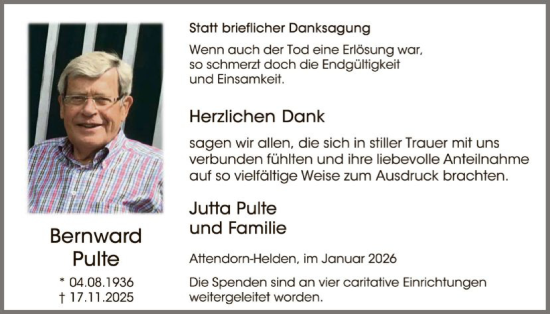 Traueranzeige von Bernward Pulte von HASK