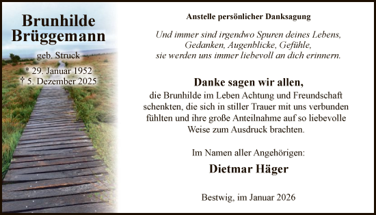 Traueranzeige von Brunhilde Brüggemann von HASK