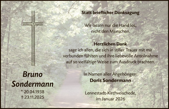 Traueranzeige von Bruno Sondermann von HASK