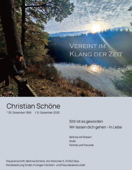 Traueranzeige von Christian Schöne von HASK