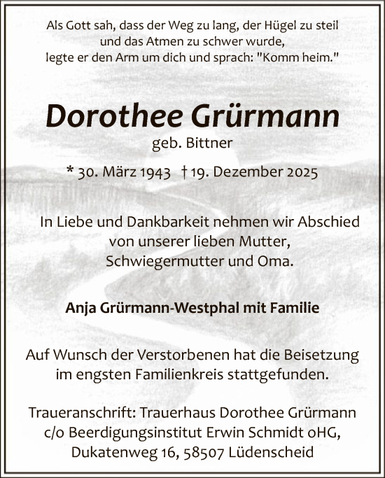 Traueranzeige von Dorothee Grürmann von HALN