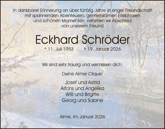 Traueranzeige von Eckhard Schröder von HASK