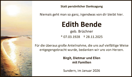 Traueranzeige von Edith Bende von HASK