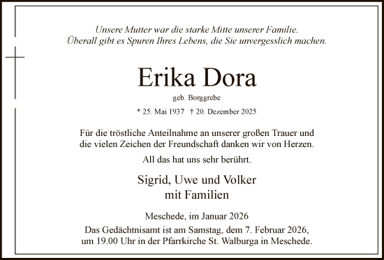 Traueranzeige von Erika Dora von HASK