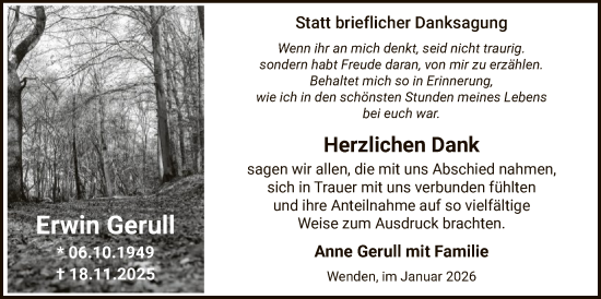 Traueranzeige von Erwin Gerull von HASK