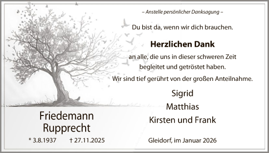 Traueranzeige von Friedemann Rupprecht von HASK