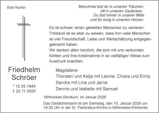 Traueranzeige von Friedhelm Schröer von HASO