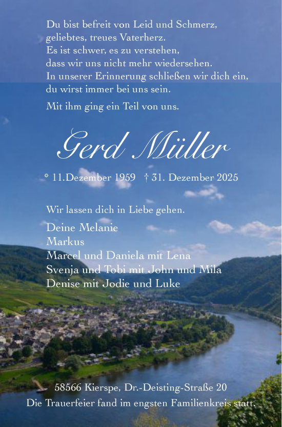 Traueranzeige von Gerd Müller von HALN