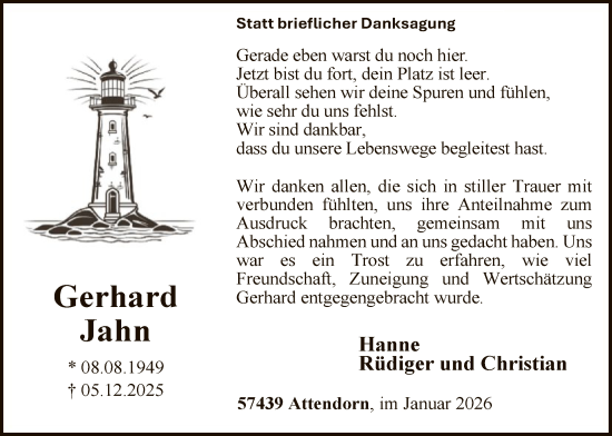 Traueranzeige von Gerhard Jahn von HASK