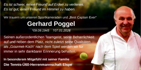 Traueranzeige von Gerhard Poggel von HASK