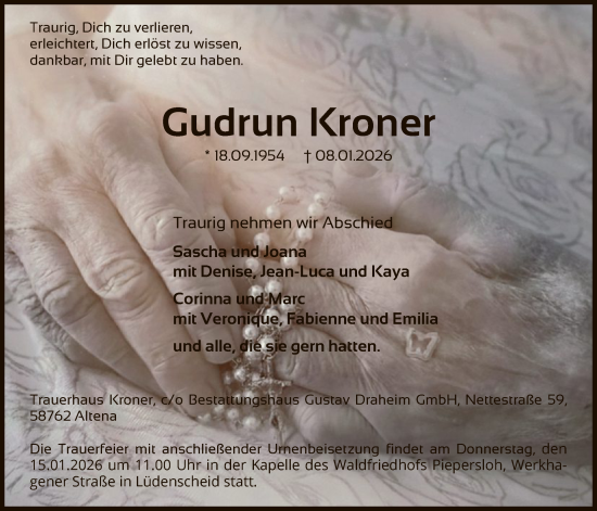Traueranzeige von Gudrun Kroner von HALN