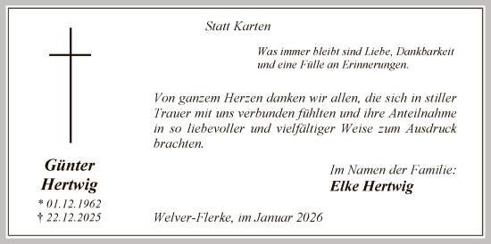 Traueranzeige von Günter Hertwig von HASO