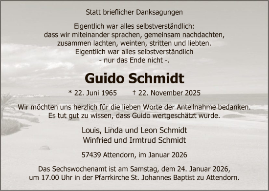 Traueranzeige von Guido Schmidt von HASK