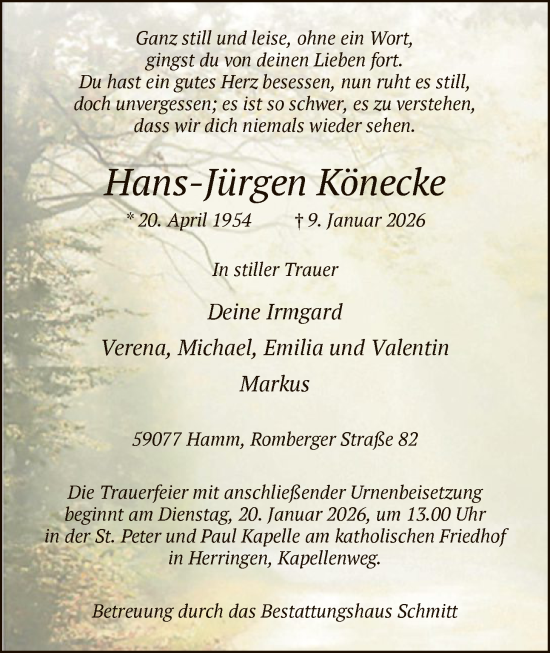 Traueranzeige von Hans-Jürgen Könecke von HAWA