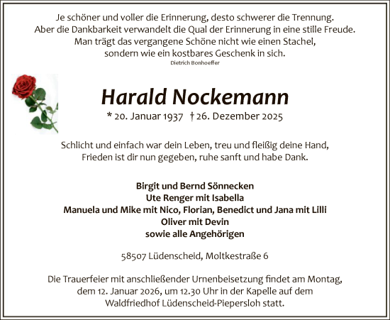 Traueranzeige von Harald Nockemann von HALN